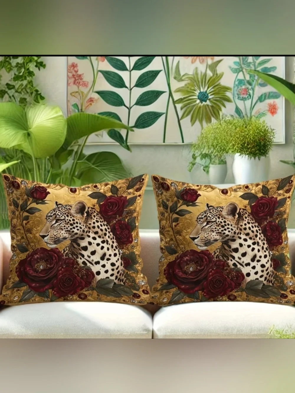 Set Elegant Black & Gold Leopard Design Throw Pillow Covers   NEW 20×20